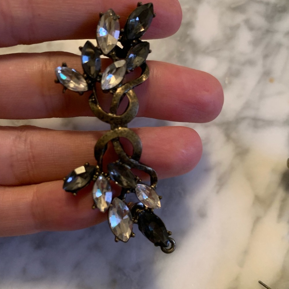 Rhinestone ear cuff for pierced ears